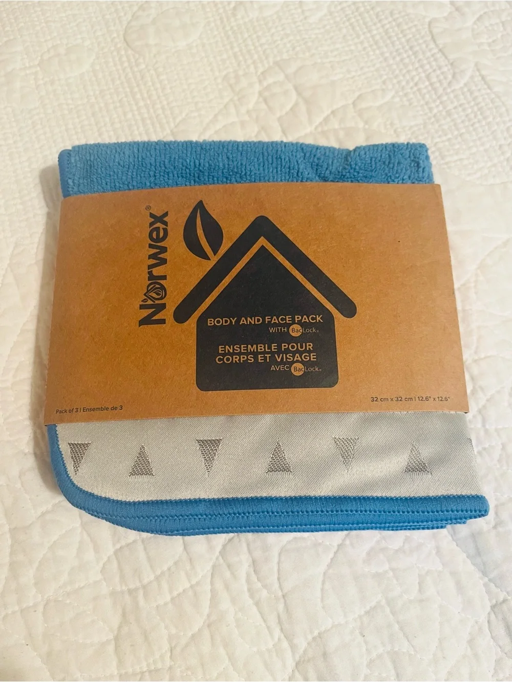 Norwex Blue and Gray Body & Face Pack - Microfiber Cloth Set of 3